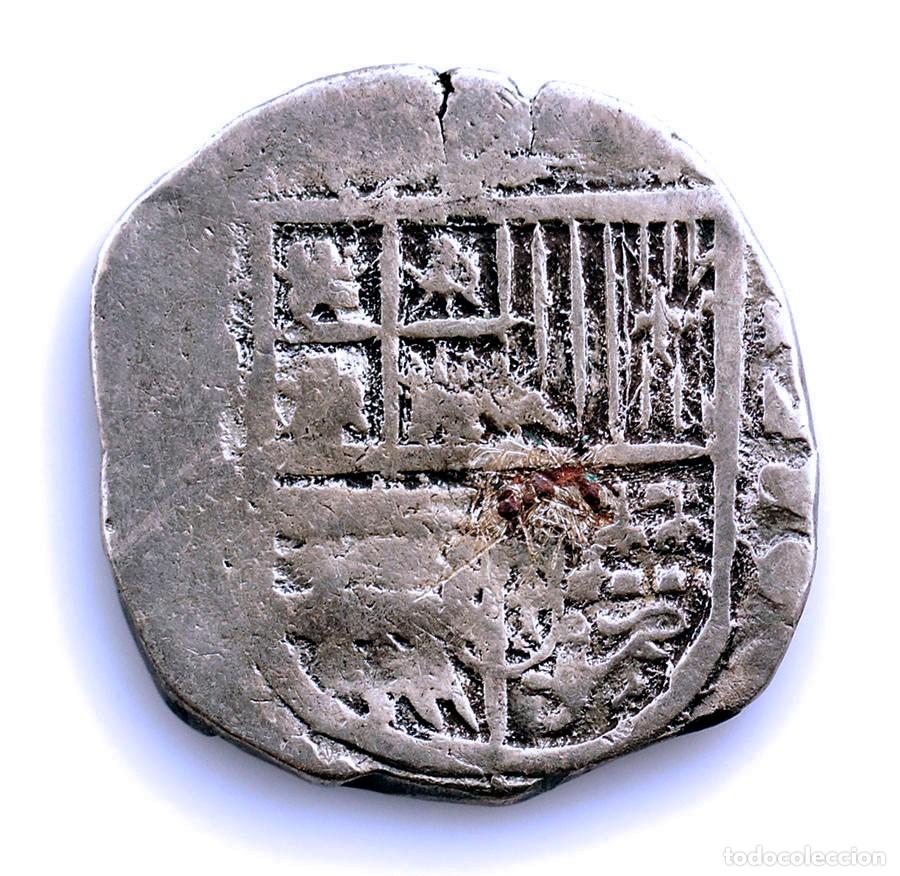 Monedas de Espa&ntilde;a: SC-Spain. Felipe II. 1 real macuquina 1590 Sevilla. Plata 3,3 g. ESCASA