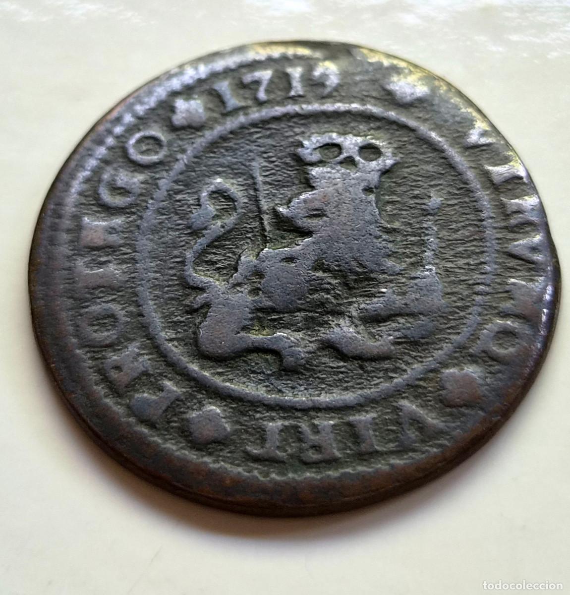 Monedas de Espa&ntilde;a: FELIPE V ZARAGOZA 2 MARAVEDIS 1719 - Foto 1