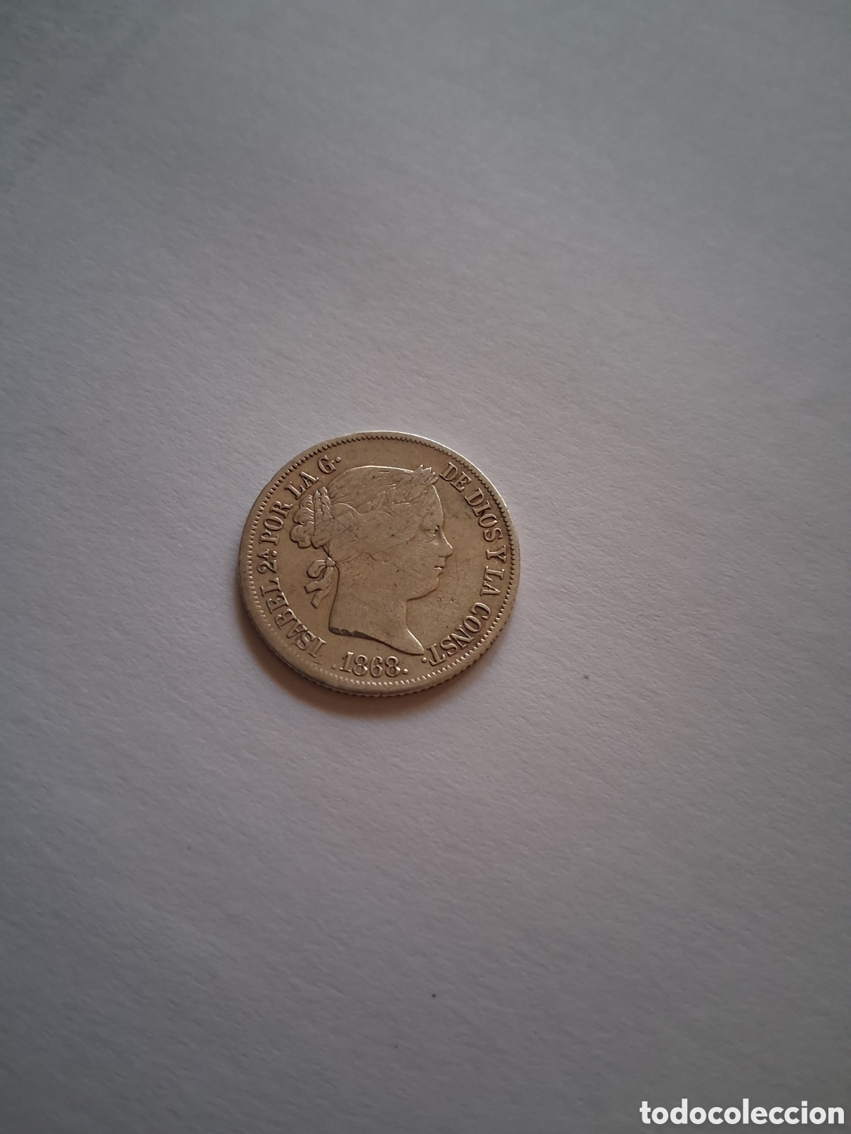 Monedas de Espa&ntilde;a: Isabel II 20 c&eacute;ntimos peso 1868 Plata Manila