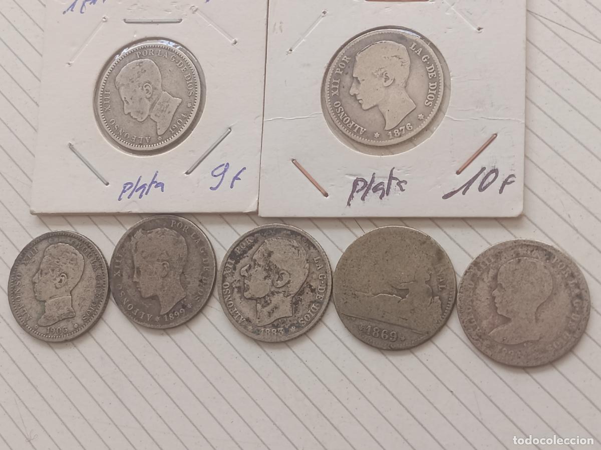 Monedas de Espa&ntilde;a: Lote de 7 monedas de una peseta de plata