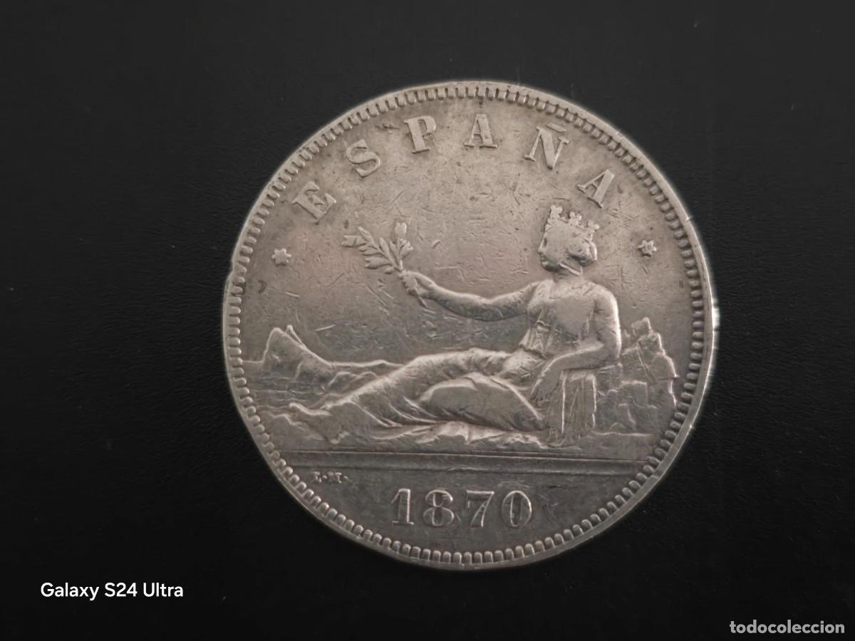 Monedas de Espa&ntilde;a: 5 PESETAS DE 1870...*70...25 GRAMOS DE PLATA....BONITA....LA DE LAS FOTOS
