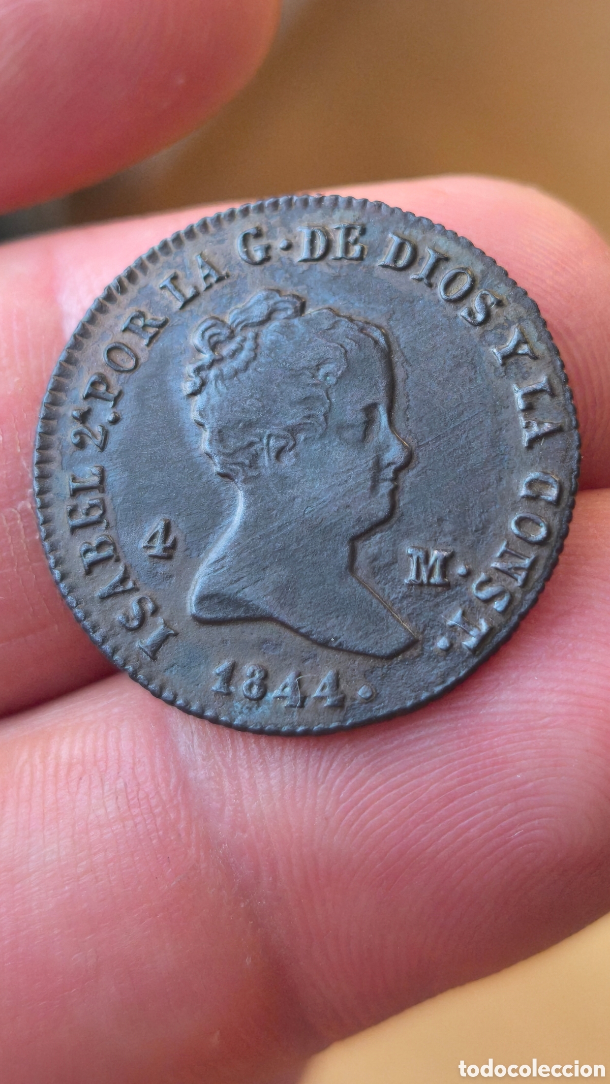 Monedas de Espa&ntilde;a: Isabel II 1844 4 maravedis Segovia