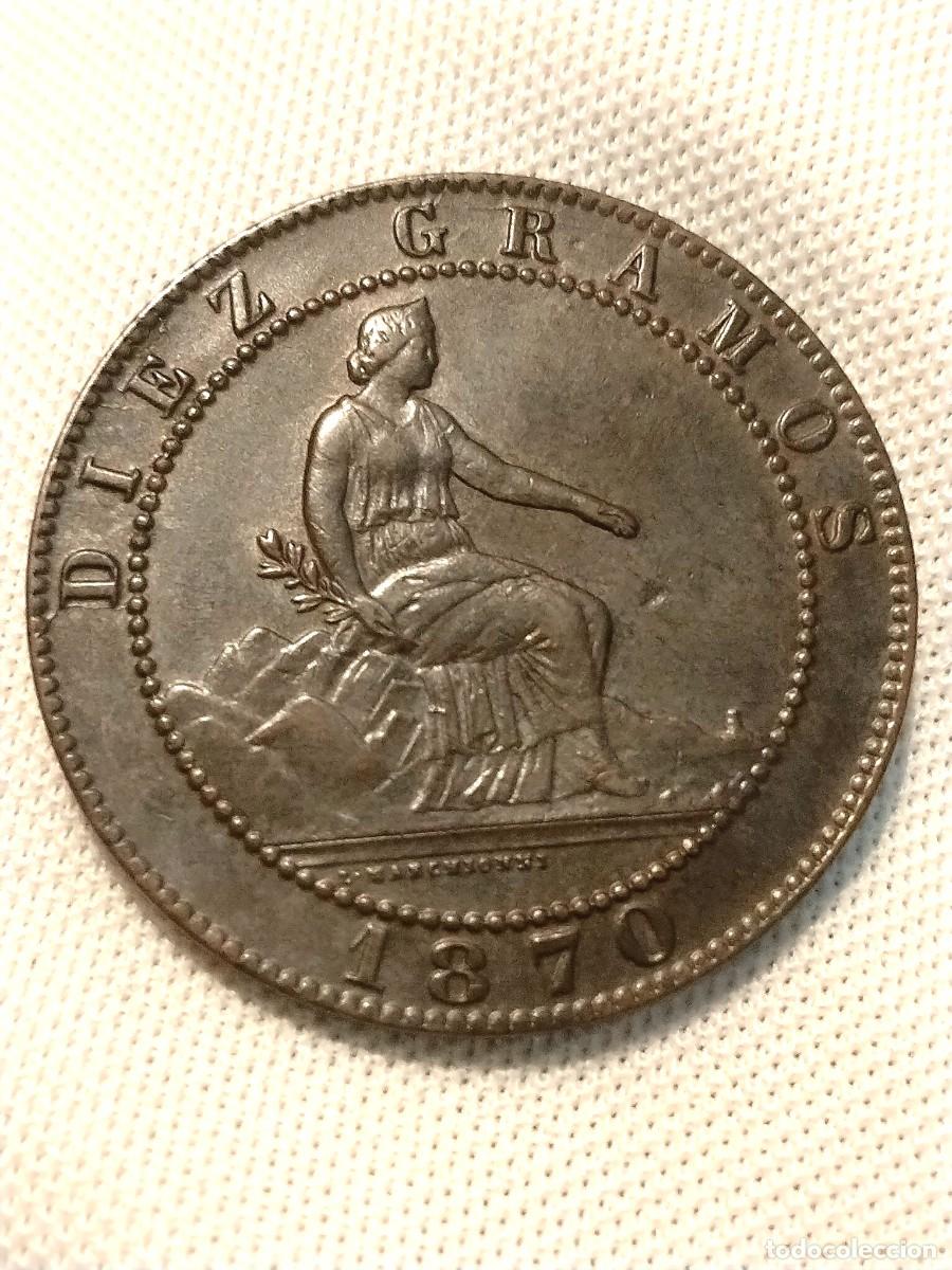 Monedas de Espa&ntilde;a: EBC++!! Gob.provisional 10 c&eacute;ntimos peseta 1870 - Foto 1