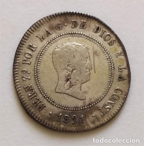 Monedas de Espa&ntilde;a: Fernando VII. 10 reales. Resellado. A&ntilde;o 1821. Ceca Madrid. S.R.
