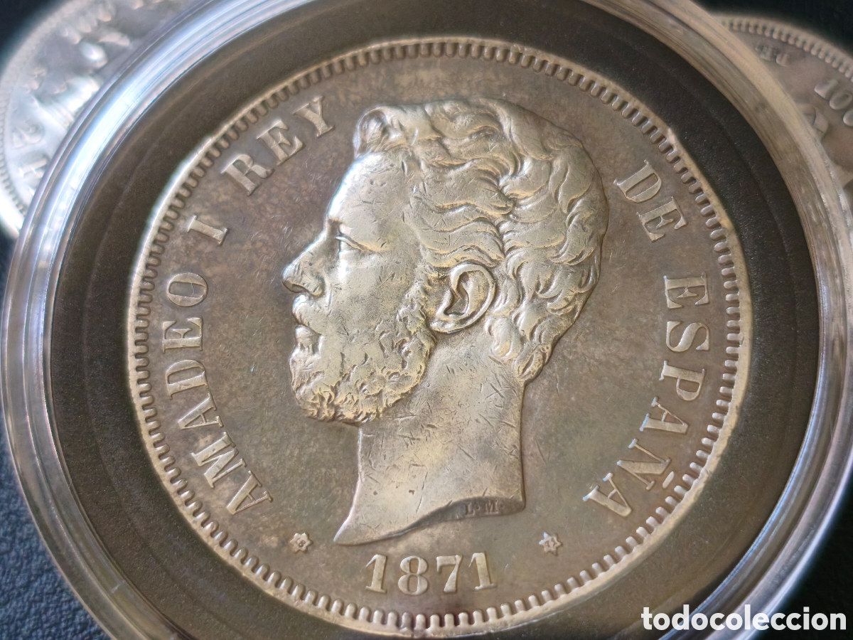 Monedas de Espa&ntilde;a: Moneda 5 Pesetas Plata 1871 Amadeo I BC+