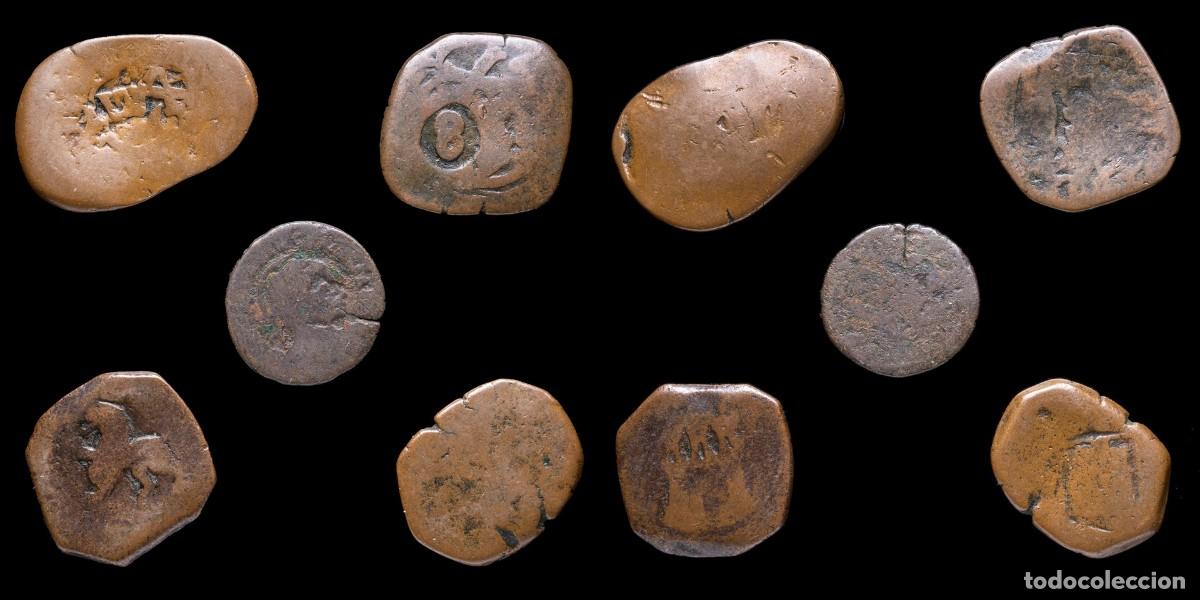 Monedas de Espa&ntilde;a: 17th-Century Spanish Copper Counterstamps (Spanish Cob), 5 Coins Lot