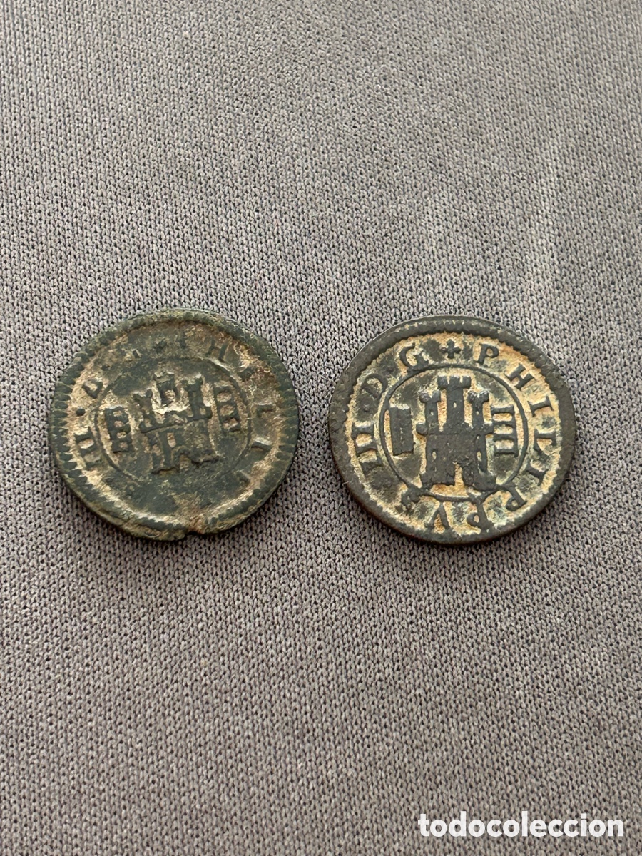 Monedas de Espa&ntilde;a: Lote dos monedas maraved&iacute;s antiguas