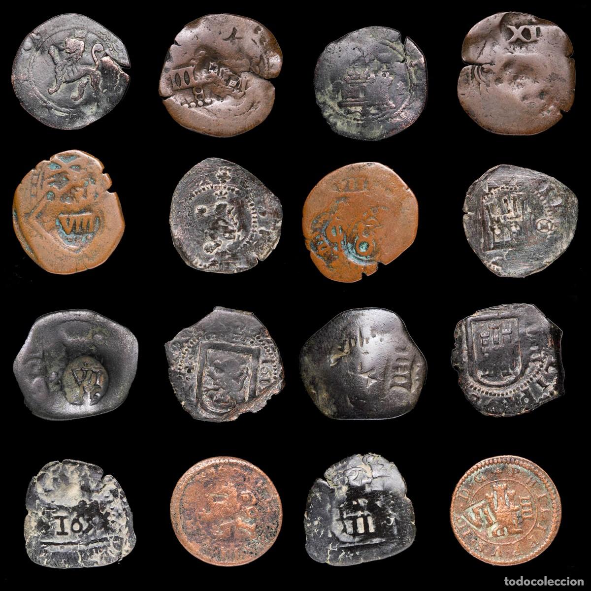 Monedas de Espa&ntilde;a: 17th-Century Spanish Copper Counterstamps (Spanish Cob), 5 Coins Lot