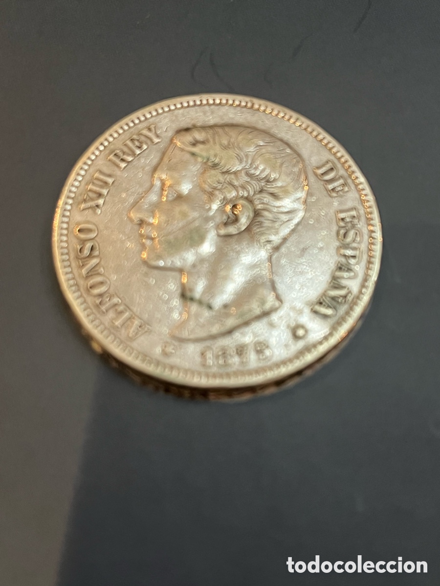 Monedas de Espa&ntilde;a: 5 pesetas de plata. Alfonso XII. 1875