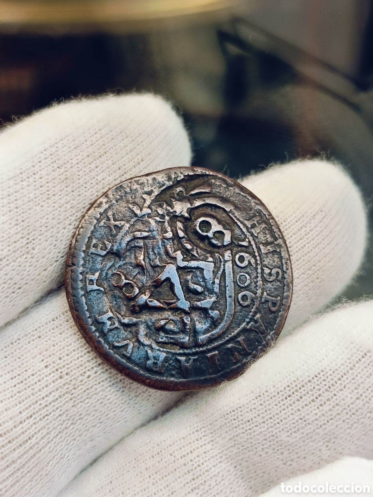 Monedas de Espa&ntilde;a: ESPA&Ntilde;A . FELIPE III . A&Ntilde;O 1606 . 8 MARAVEDIS RESELLADOS . CECA SEGOVIA