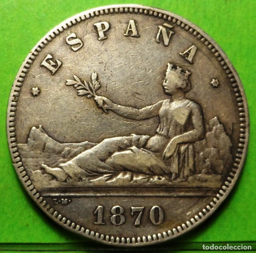 Monedas de Espa&ntilde;a: GOBIERNO PROVISIONAL 1&ordf; REPUBLICA, 5 Pesetas 1870 *18-70. Ag