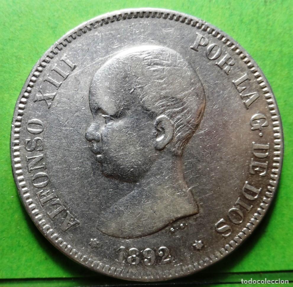Monedas de Espa&ntilde;a: ALFONSO XIII, 5 Pesetas, 1892 *- - 92, Ag