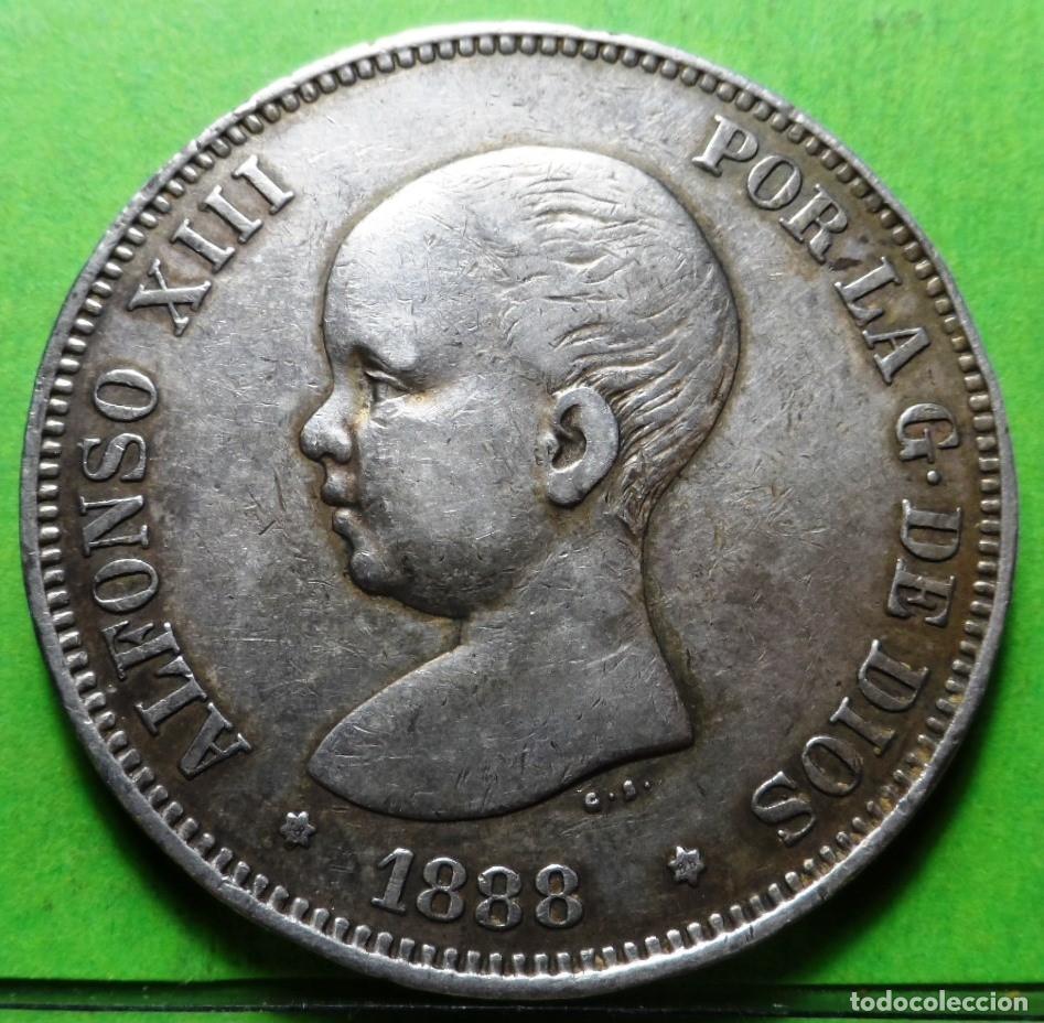 Monedas de Espa&ntilde;a: ALFONSO XIII, 5 Pesetas, 1888 *18 - 88, Ag