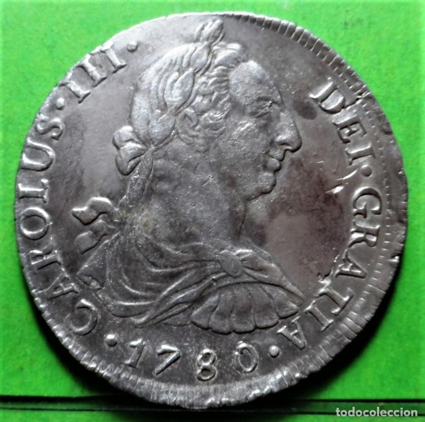 Monedas de Espa&ntilde;a: CARLOS III, 8 Reales, 1780, LIMA -MI, A.C.-1047, Ag