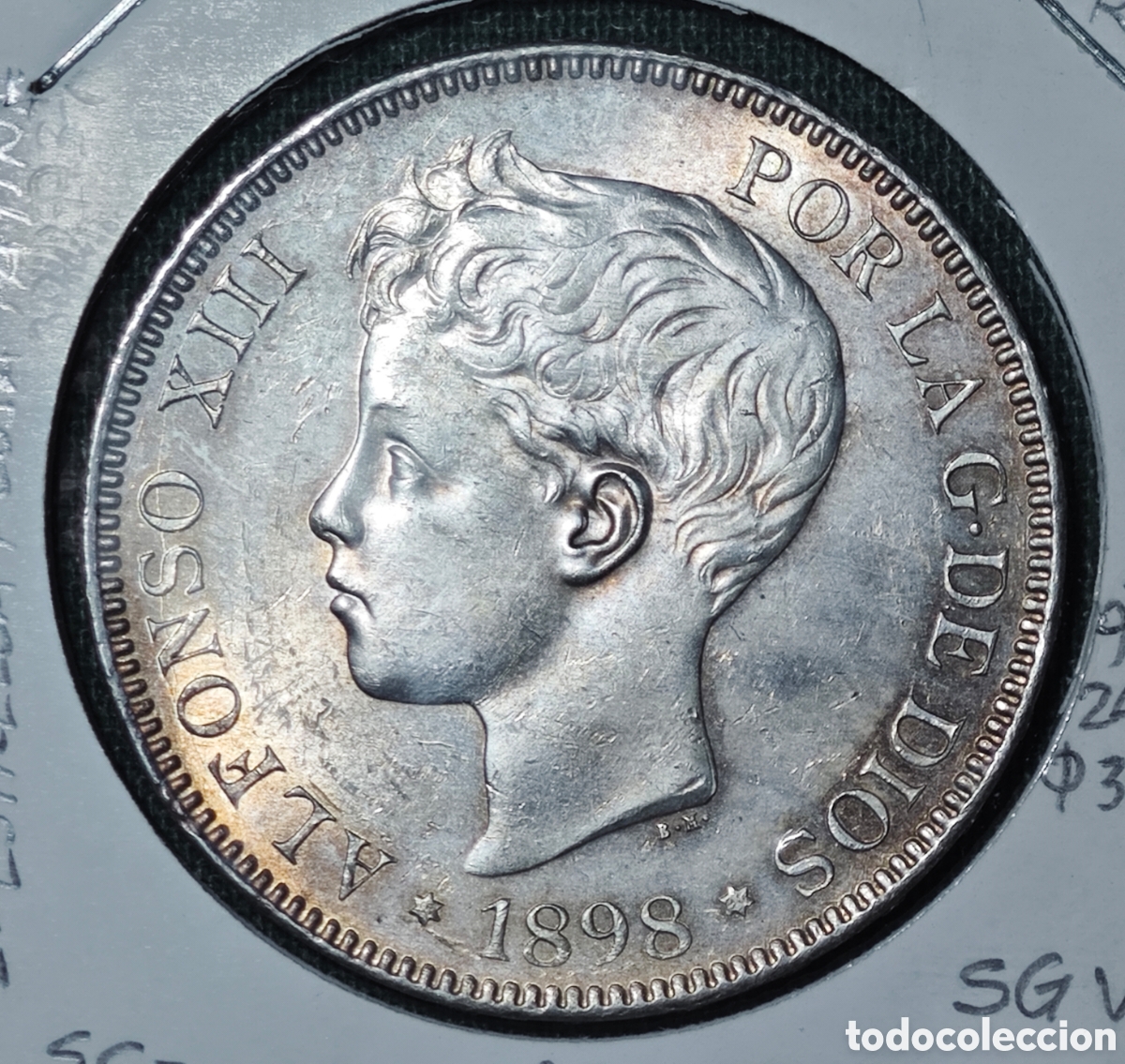Monedas de Espa&ntilde;a: 5 PESETAS ALFONSO XIII 1898 (*18-98) SG V, MADRID, SIN CIRCULAR BRILLO ORIGINAL