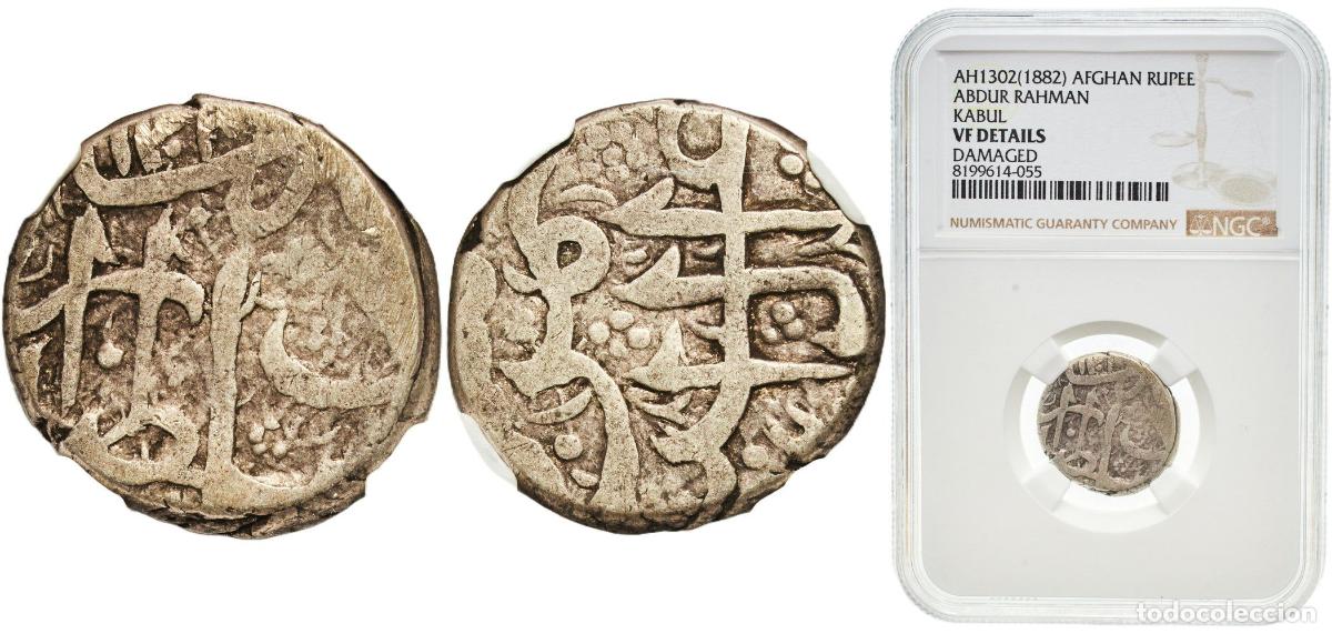 Monedas de Espa&ntilde;a: Afghanistan Emirate AH1302 (1882) 1 Rupee - Abdur Rahman (Kabul mint) Silver Kabul Mint 9.1g NGC VF