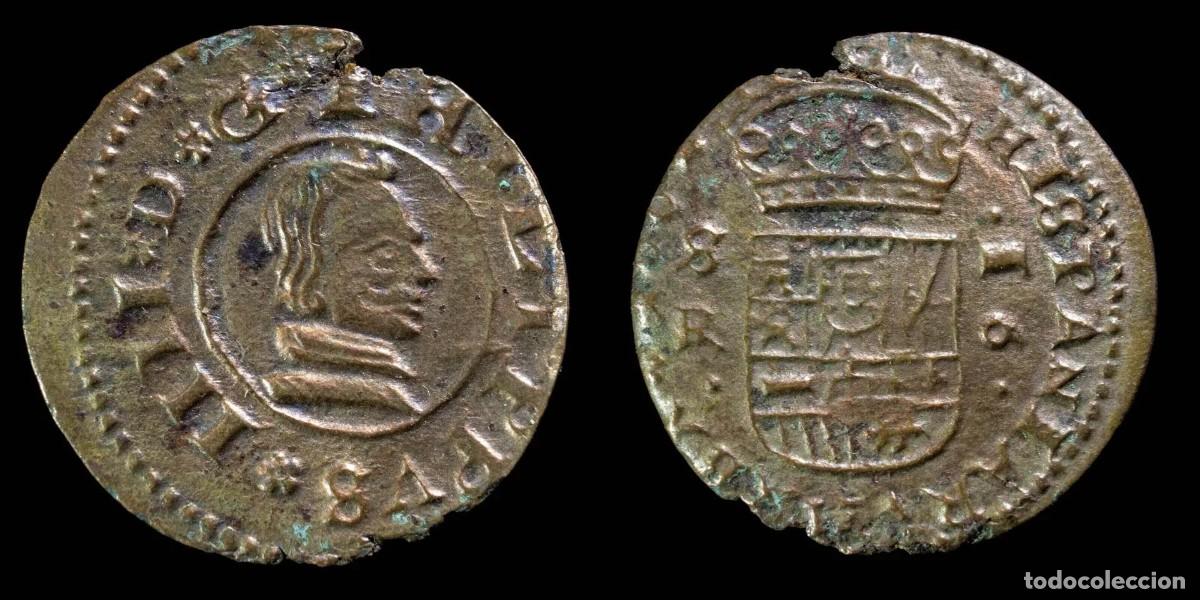 Monedas de Espa&ntilde;a: 1663, 16 Maravedis Philip IV, Sevilla Mint - 24 mm / 2.85 gr.