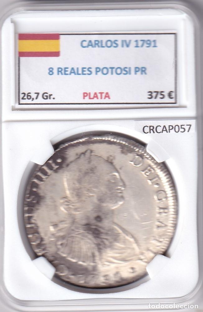 Monedas de Espa&ntilde;a: CRCAP057 MONEDA ESPA&Ntilde;A CARLOS IV 8 REALES 1791 POTOSI PR PLATA