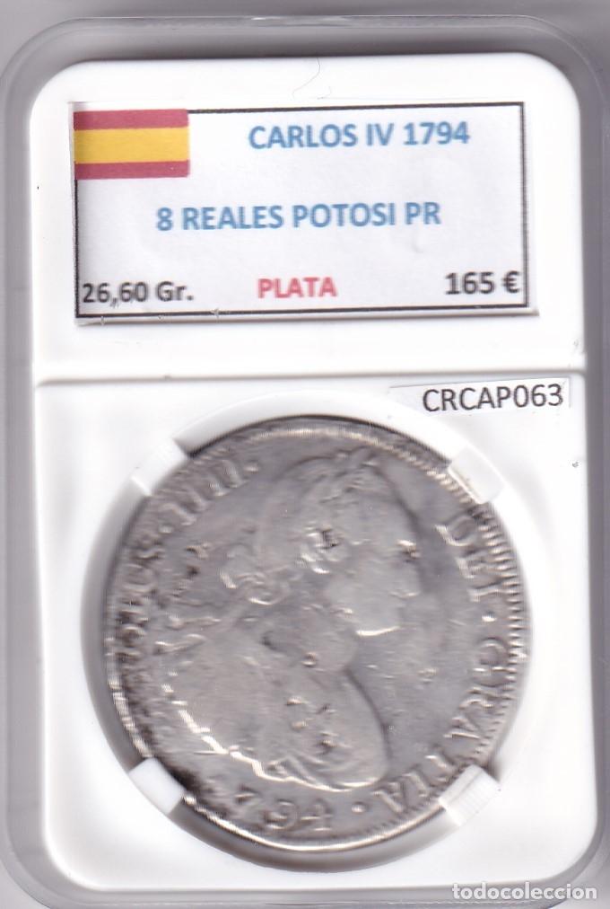 Monedas de Espa&ntilde;a: CRCAP063 MONEDA ESPA&Ntilde;A CARLOS IV 8 REALES 1794 POTOSI PR PLATA