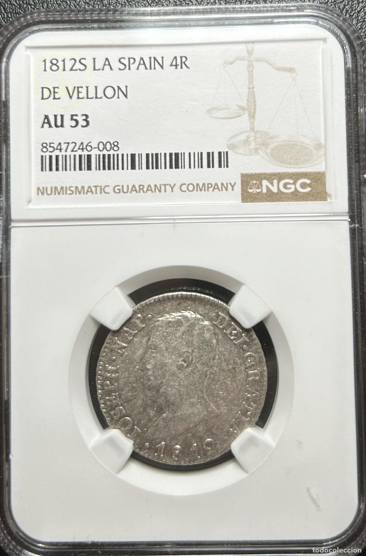 Monedas de Espa&ntilde;a: CRCAP103 CAPSULA NGC ESPA&Ntilde;A JOSE NAP. 4 REALES DE VELLON 1812 S LA AU53