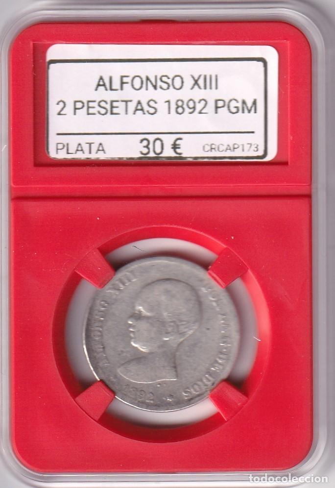 Monedas de Espa&ntilde;a: CRCAP173 MONEDA ESPA&Ntilde;A ALFONSO XIII 2 PESETAS 1892 PGM PLATA