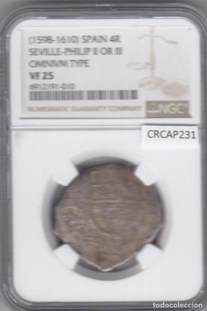 Coins of Spain: CRCAP231 MONEDA ESPA&Ntilde;A FELIPE II O III 4 REALES SEVILLA VF25