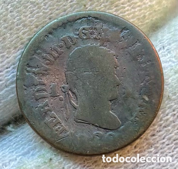 Monedas de Espa&ntilde;a: Moneda 1 Maraved&iacute; 1820 Pamplona Navarra. Fernando VII