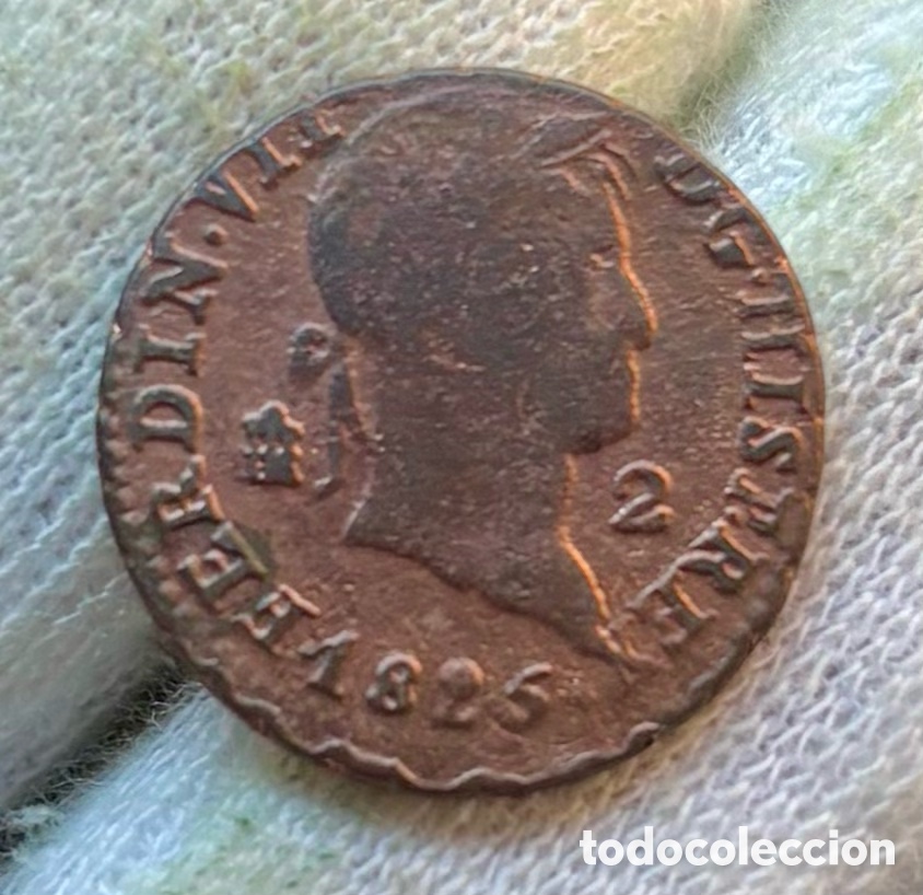 Monedas de Espa&ntilde;a: Moneda 2 Maravedis 1825 Segovia. Fernando VII