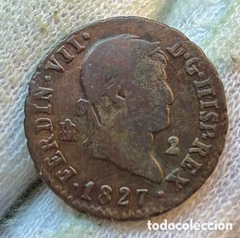 Monedas de Espa&ntilde;a: Moneda 2 Maravedis 1827 Segovia. Fernando VII