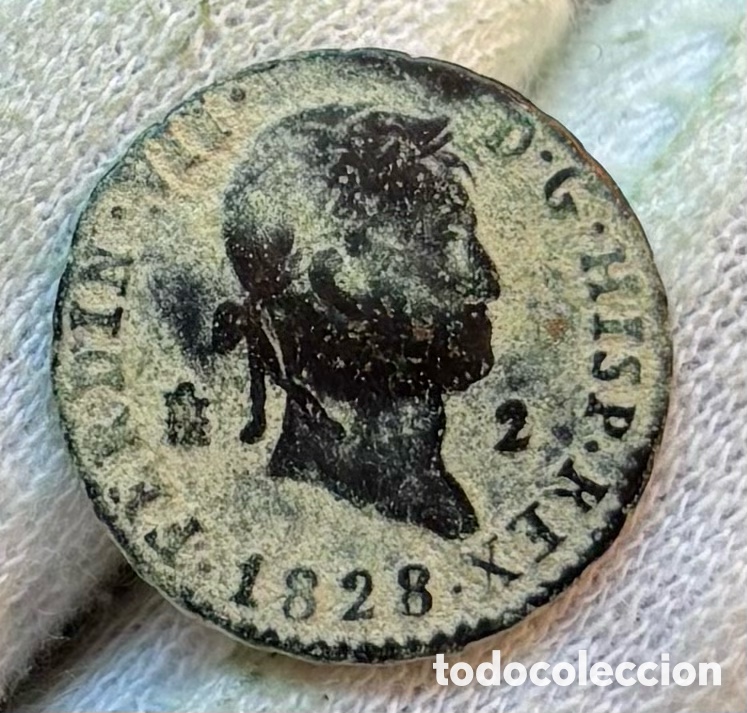 Monedas de Espa&ntilde;a: Moneda 2 Maravedis 1828 Segovia. Fernando VII