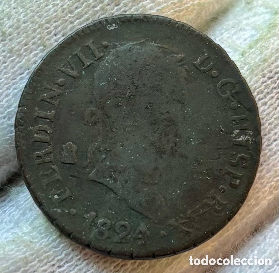 Monedas de Espa&ntilde;a: Moneda 4 Maravedis 1824 Segovia. Fernando VII