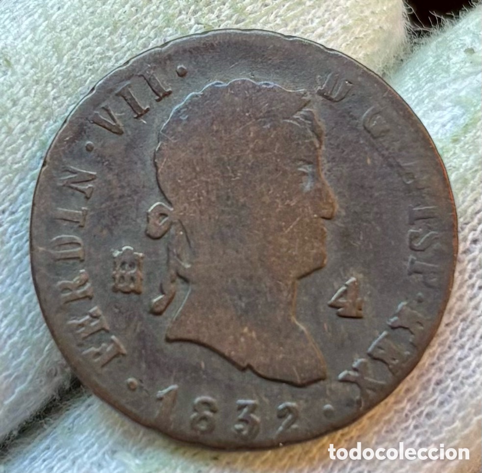Monedas de Espa&ntilde;a: Moneda 4 Maravedis 1832 Segovia. Fernando VII