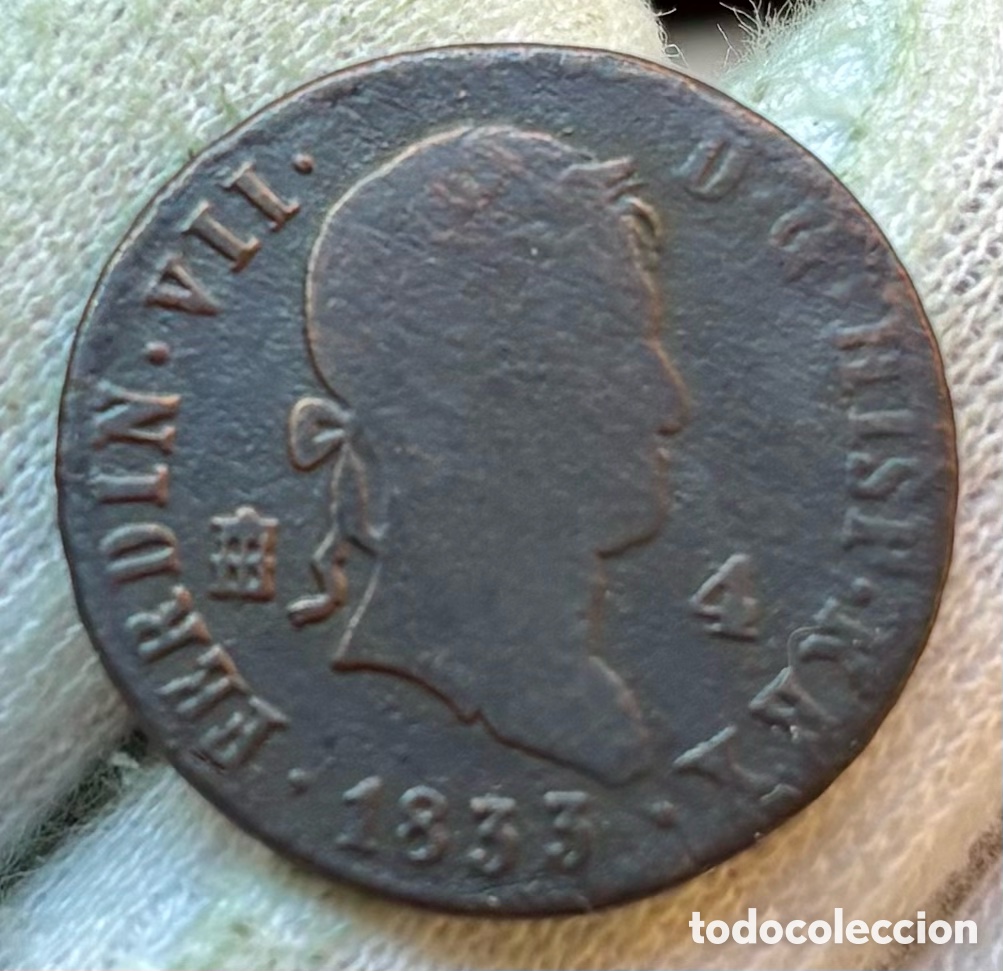 Monedas de Espa&ntilde;a: Moneda 4 Maravedis 1833 Segovia. Fernando VII