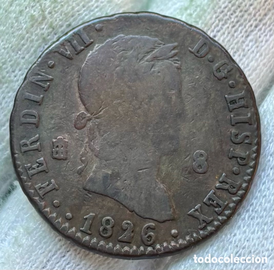Monedas de Espa&ntilde;a: Moneda 8 Maravedis 1826 Segovia. Fernando VII