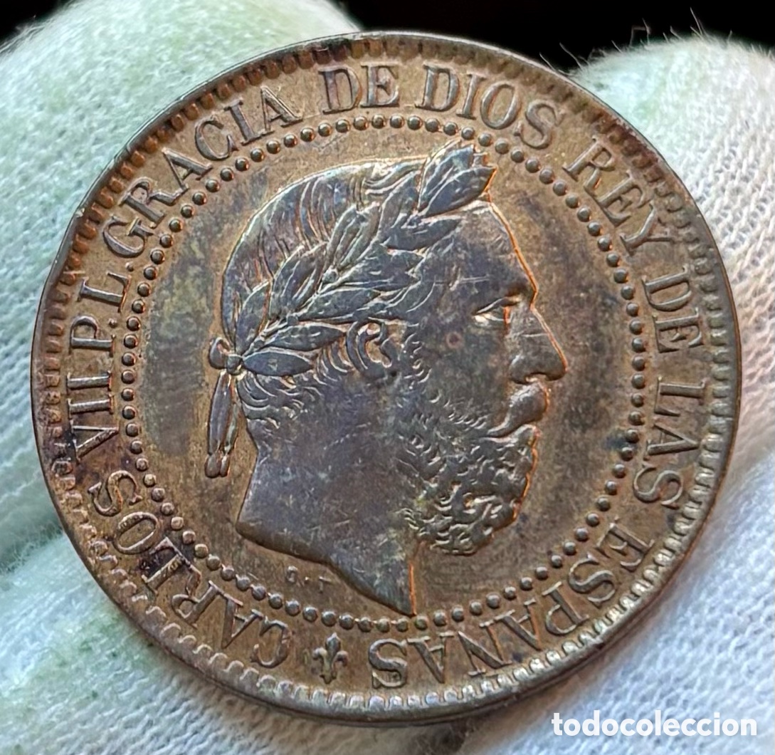 Monedas de Espa&ntilde;a: Moneda 10 Centimos de Peseta 1875. Carlos VII