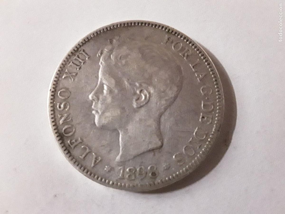 Monedas de Espa&ntilde;a: ESPA&Ntilde;A - 5 PESETAS DE PLATA ALFONSO XIII A&Ntilde;O 1898*18-98. ESTRELLAS VISIBLES.