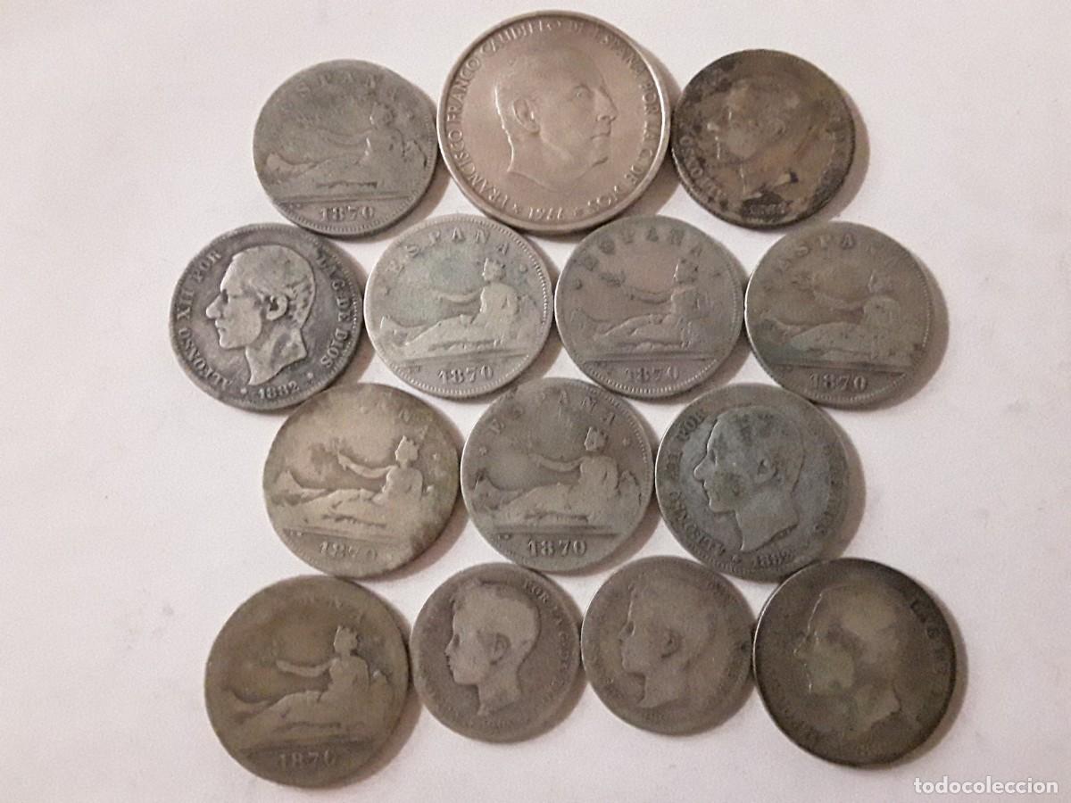 Monedas de Espa&ntilde;a: ESPA&Ntilde;A - LOTE 14 MONEDAS DE PLATA. PESO TOTAL 134 GRAMOS.
