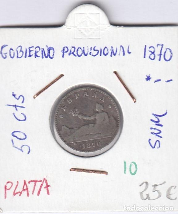 Monedas de Espa&ntilde;a: CRE0010 MONEDA ESPA&Ntilde;A 0,50 CTMS PLATA GOB PROV 1870 SN-M