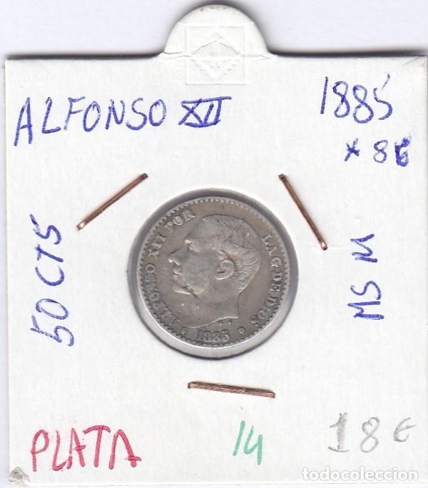 Monedas de Espa&ntilde;a: CRE0014 MONEDA ESPA&Ntilde;A 0,50 CTMS PLATA 1885 -86 MSM ALFONSO XII