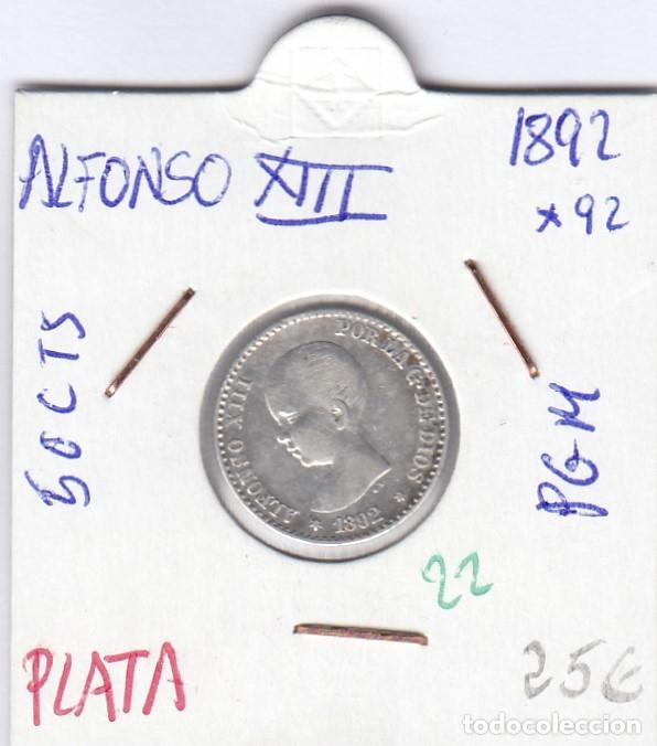 Monedas de Espa&ntilde;a: CRE0022 MONEDA ESPA&Ntilde;A 50 CTS ALFONSO XIII 1892 -92 PGM PLATA