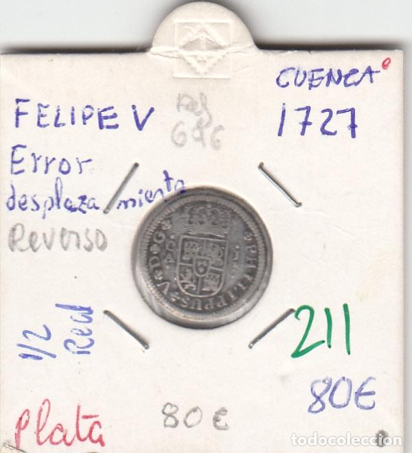 Monedas de Espa&ntilde;a: CRE0211 MONEDA ESPA&Ntilde;A FELIPE V 1727 CUENCA 0,5 REAL PLATA