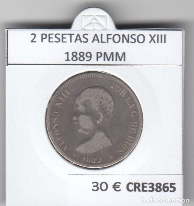 Monedas de Espa&ntilde;a: CRE3865 MONEDA ESPA&Ntilde;A 2 PESETAS ALFONSO XIII 1889 PMM PLATA BC
