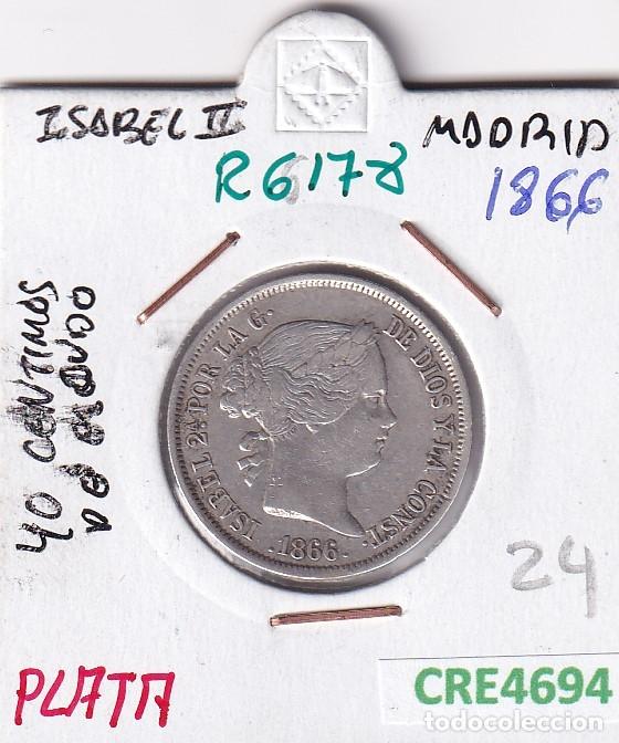 Monedas de Espa&ntilde;a: CRE4694 MONEDA ESPA&Ntilde;A ISABEL II 40 CTMOS DE ESCUDO 1866 MADRID PLATA