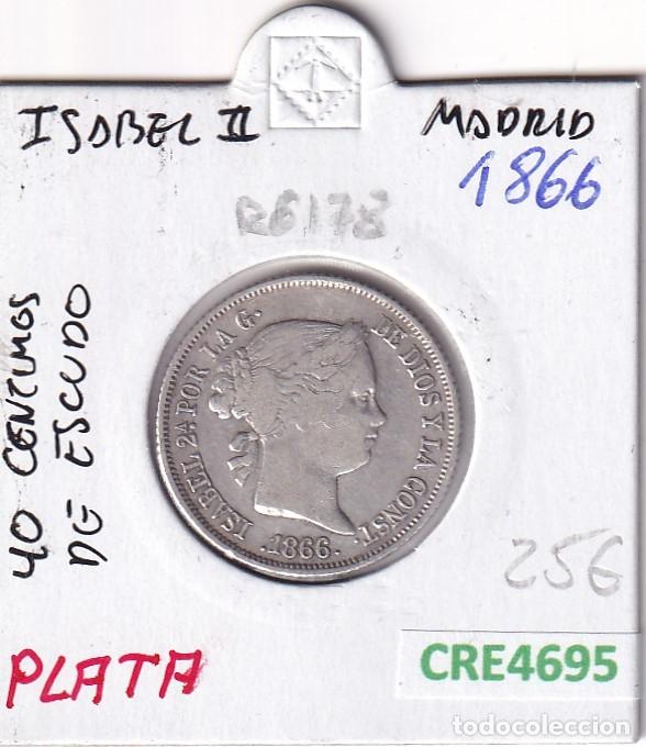 Monedas de Espa&ntilde;a: CRE4695 MONEDA ESPA&Ntilde;A ISABEL II 40 CTMOS DE ESCUDO 1866 MADRID PLATA