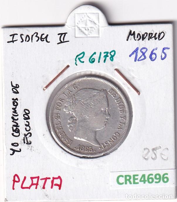 Monedas de Espa&ntilde;a: CRE4696 MONEDA ESPA&Ntilde;A ISABEL II 40 CTMOS DE ESCUDO 1865 MADRID PLATA