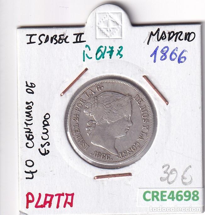 Monedas de Espa&ntilde;a: CRE4698 MONEDA ESPA&Ntilde;A ISABEL II 40 CTMOS DE ESCUDO 1866 MADRID PLATA
