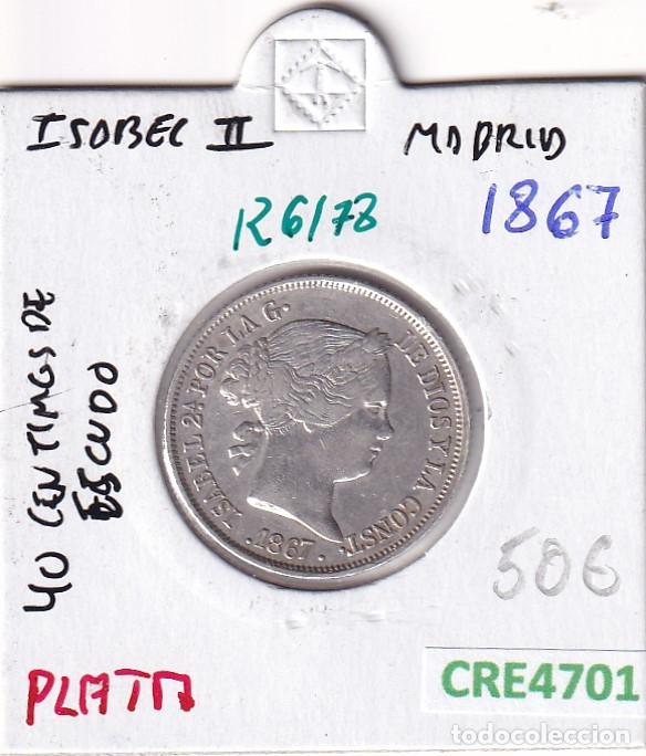 Monedas de Espa&ntilde;a: CRE4701 MONEDA ESPA&Ntilde;A ISABEL II 40 CTMOS DE ESCUDO 1867 MADRID PLATA