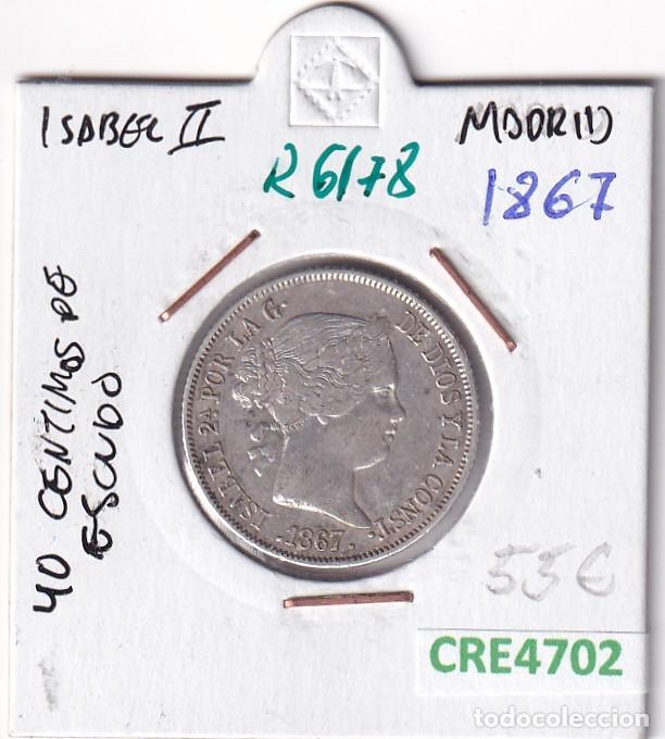 Monedas de Espa&ntilde;a: CRE4702 MONEDA ESPA&Ntilde;A ISABEL II 40 CTMOS DE ESCUDO 1867 MADRID PLATA
