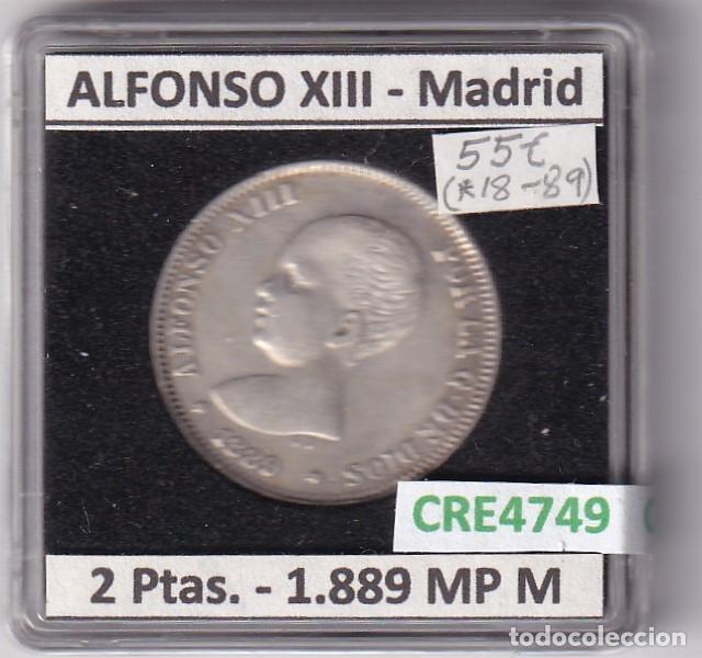 Monedas de Espa&ntilde;a: CRE4749 MONEDA ESPA&Ntilde;A ALFONSO XIII 2 PESETAS 1889 *18*89 MP M MADRID