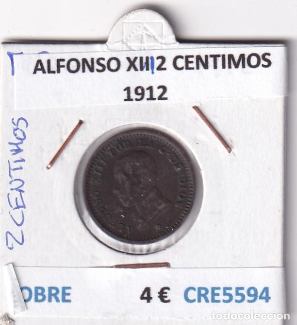 Monedas de Espa&ntilde;a: CRE5594 MONEDA ESPA&Ntilde;A ALFONSO XIII 2 CENTIMOS 1912 COBRE